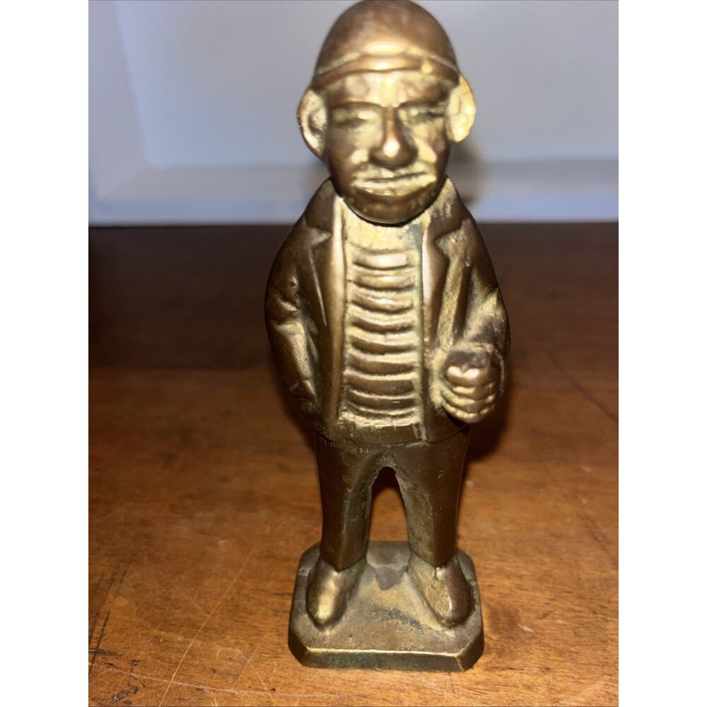Vintage Solid Brass Sea Captain Figurine 5.5 In Tall